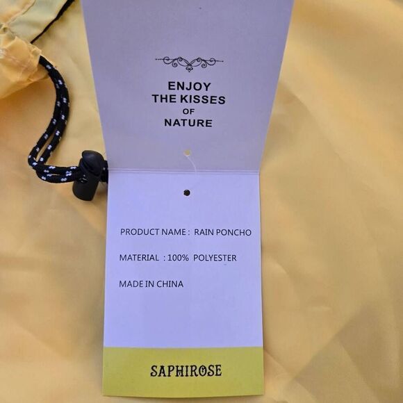SaphiRose Lightweight Yellow Rain Poncho Jacket Waterproof Outerwear Raincoat Ki - Picture 8 of 9